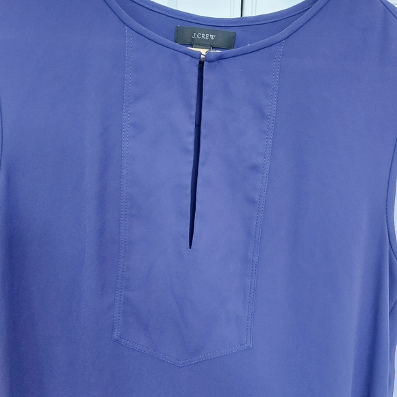 J Crew Sleeveless Top Womens 00 Purple V Neck Tunic Curved Hem Polyester - Picture 2 of 5